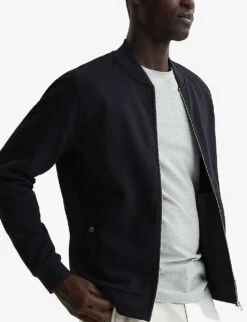 Reiss Bolton Textured Stretch-cotton Jacket -Selfridges Store R04098709 NAVY ALT02