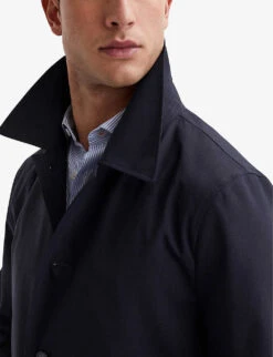 Reiss Perrin Removable Zip-neck Insert Woven Mac Coat -Selfridges Store R04098757 NAVY ALT04