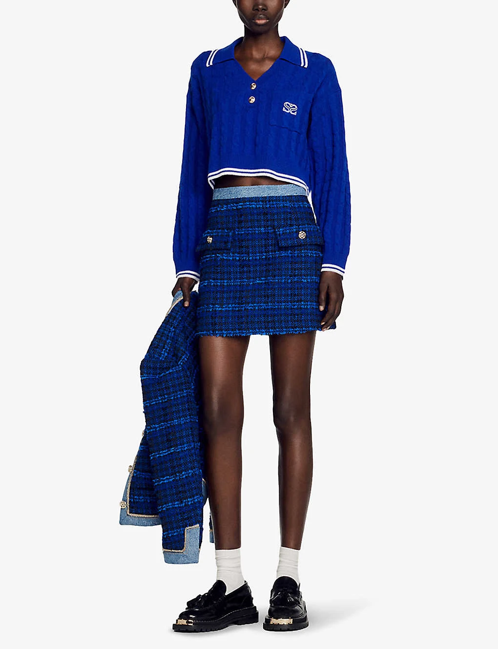 Sandro Sagnat Cable-knit Cropped Wool-blend Jumper 2 Sandro Sagnat Cable-knit Cropped Wool-blend Jumper - Image 2