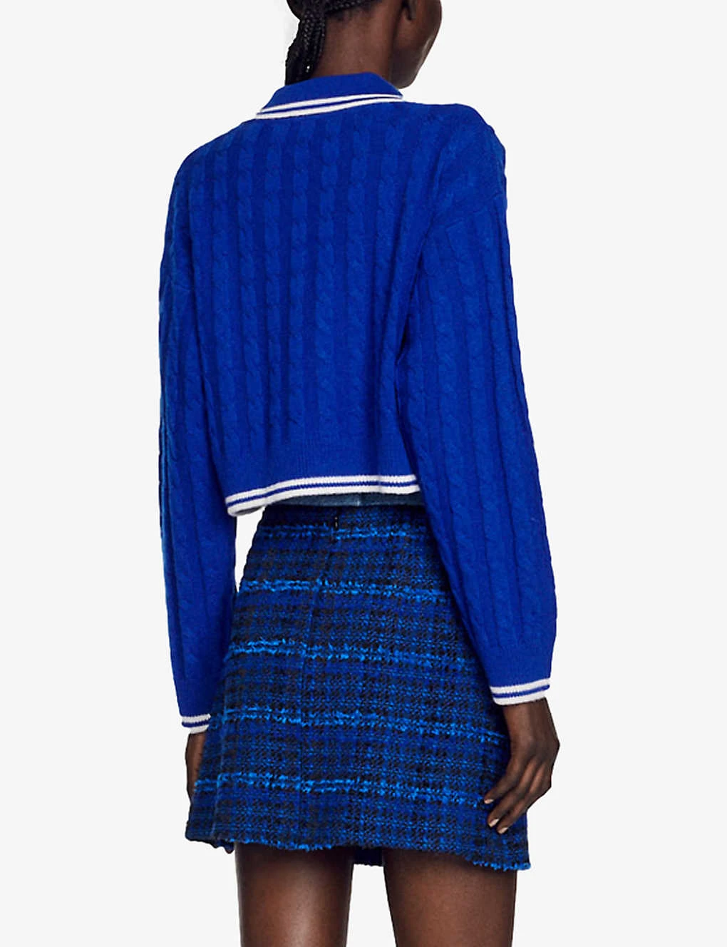 Sandro Sagnat Cable-knit Cropped Wool-blend Jumper 4 Sandro Sagnat Cable-knit Cropped Wool-blend Jumper - Image 4