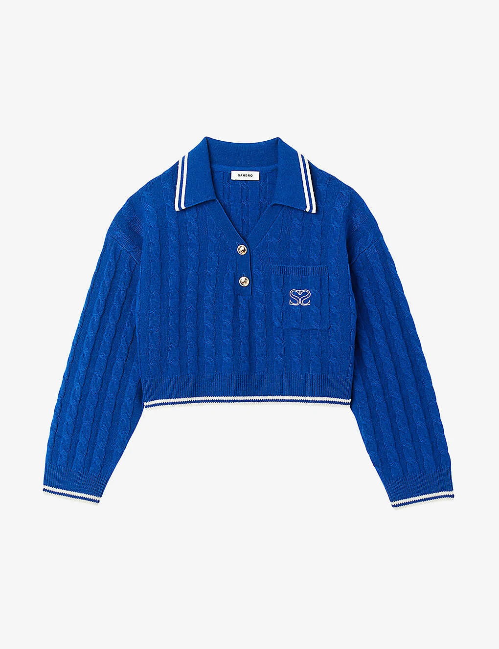 Sandro Sagnat Cable-knit Cropped Wool-blend Jumper 1 Sandro Sagnat Cable-knit Cropped Wool-blend Jumper