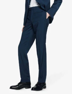 Sandro Slim-fit Tapered Virgin-wool Trousers -Selfridges Store R04102272 BLEUS ALT02