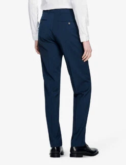 Sandro Slim-fit Tapered Virgin-wool Trousers -Selfridges Store R04102272 BLEUS ALT03