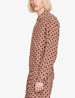 Sandro Cross Geometric-print Relaxed-fit Woven Jacket -Selfridges Store R04102293 BRUNS ALT02