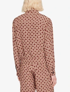 Sandro Cross Geometric-print Relaxed-fit Woven Jacket -Selfridges Store R04102293 BRUNS ALT03