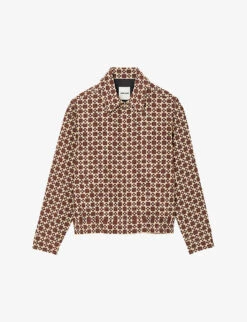 Sandro Cross Geometric-print Relaxed-fit Woven Jacket
