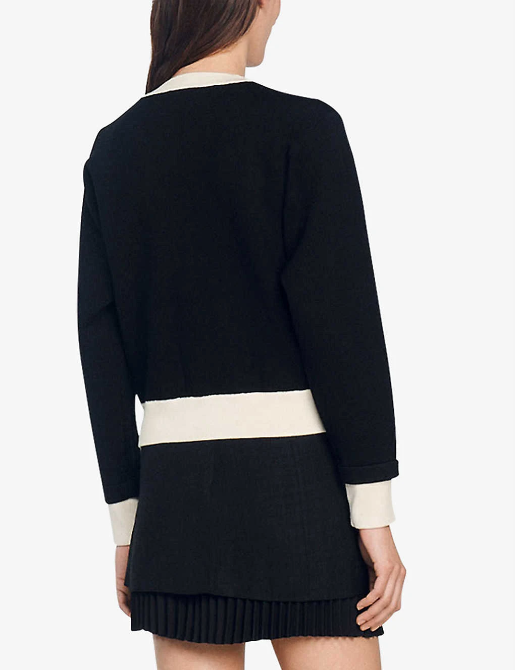 Sandro Contrast-trim Knitted Cardigan 4 Sandro Contrast-trim Knitted Cardigan - Image 4