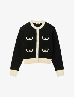 Sandro Contrast-trim Knitted Cardigan