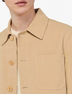 Sandro Straight-fit Patch-pocket Cotton-twill Jacket -Selfridges Store R04102337 NATURELS ALT04