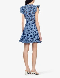 Sandro Daisy-guipure Woven Mini Dress -Selfridges Store R04102427 BLEUS ALT03