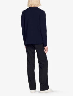 Sandro Flower-print V-neck Stretch-knit Cardigan -Selfridges Store R04102436 BLEUS ALT03