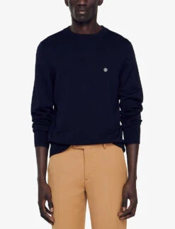 Sandro Logo-embroidered Wool Jumper -Selfridges Store R04102485 BLEUS ALT02