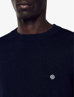 Sandro Logo-embroidered Wool Jumper -Selfridges Store R04102485 BLEUS ALT04