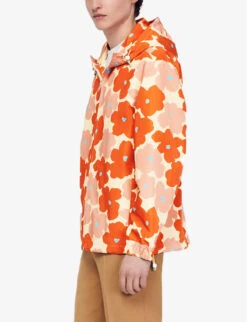 Sandro Floral-print Relaxed-fit Woven Windbreaker -Selfridges Store R04102502 JAUNESORANGES ALT02