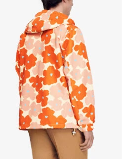 Sandro Floral-print Relaxed-fit Woven Windbreaker -Selfridges Store R04102502 JAUNESORANGES ALT03