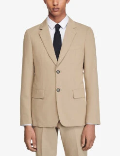 Sandro Single-breasted Woven Blazer -Selfridges Store R04102524 NATURELS ALT02