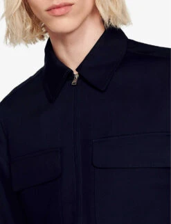 Sandro Harrington Patch-pocket Woven Jacket -Selfridges Store R04102603 BLEUS ALT04