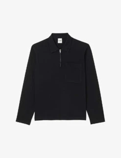 Sandro Zipped Long-sleeved Cotton Polo Shirt