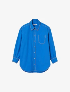 Sandro Candide Top-stitched Cotton Shirt
