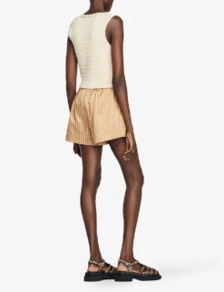 Sandro Embellished-crochet Pattern Woven Top -Selfridges Store R04102680 NATURELS ALT03