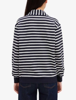 CLAUDIE PIERLOT Striped Knitted Cotton-blend Polo Shirt -Selfridges Store R04103283 DIVERS ALT03