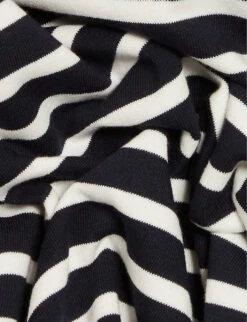 CLAUDIE PIERLOT Striped Knitted Cotton-blend Polo Shirt -Selfridges Store R04103283 DIVERS ALT05