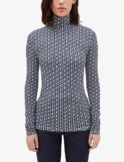 CLAUDIE PIERLOT Thilo Logo-print Stretch-woven Top -Selfridges Store R04103318 DIVERS ALT02