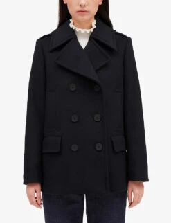 CLAUDIE PIERLOT Gaspard Double-breasted Wool-blend Coat -Selfridges Store R04103333 BLEUS ALT02
