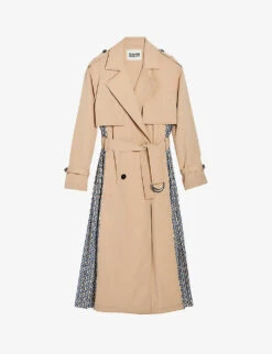 CLAUDIE PIERLOT Gina Panelled Logo-print Stretch-woven Trench Coat