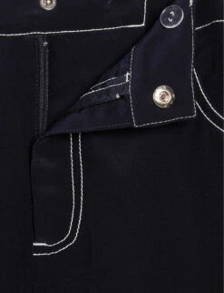 CLAUDIE PIERLOT Palinosoie Contrast Topstitch Silk Trousers -Selfridges Store R04103338 BLEUS ALT05