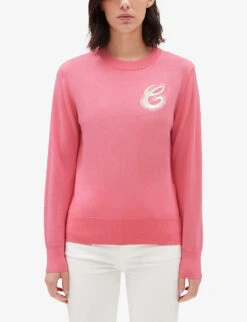 CLAUDIE PIERLOT Magnetic Logo-embroidered Wool Jumper -Selfridges Store R04103361 ROSES ALT02