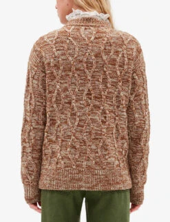CLAUDIE PIERLOT Meteorite Round-neck Cable-knit Wool Cardigan -Selfridges Store R04103385 DIVERS ALT03