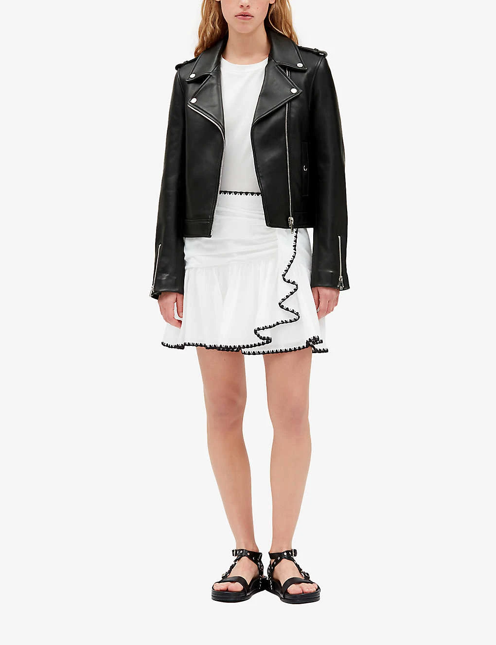 CLAUDIE PIERLOT Club Zip-up Leather Biker Jacket 2 CLAUDIE PIERLOT Club Zip-up Leather Biker Jacket - Image 2