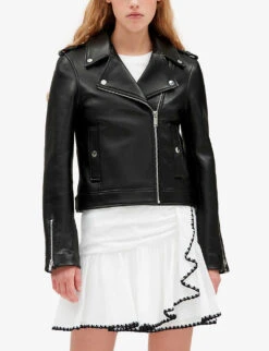 CLAUDIE PIERLOT Club Zip-up Leather Biker Jacket 7 CLAUDIE PIERLOT Club Zip-up Leather Biker Jacket -Selfridges Store R04103413 NOIRGRIS ALT02