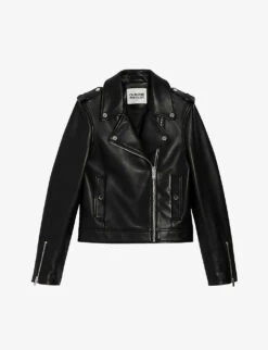 CLAUDIE PIERLOT Club Zip-up Leather Biker Jacket