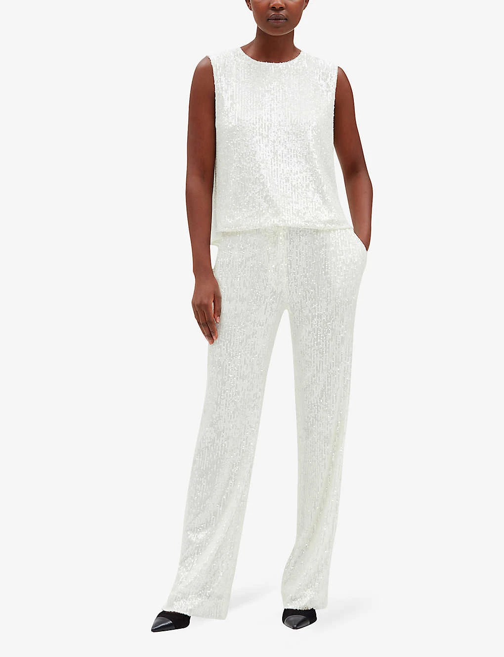 CLAUDIE PIERLOT Sequin-embellished Wide-leg Mid-rise Stretch-woven Trousers 2 CLAUDIE PIERLOT Sequin-embellished Wide-leg Mid-rise Stretch-woven Trousers - Image 2