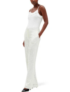 CLAUDIE PIERLOT Sequin-embellished Wide-leg Mid-rise Stretch-woven Trousers 9 CLAUDIE PIERLOT Sequin-embellished Wide-leg Mid-rise Stretch-woven Trousers -Selfridges Store R04103489 NATURELS ALT04