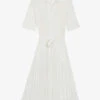 CLAUDIE PIERLOT Rosalita Embroidered Pleated Woven Midi Dress
