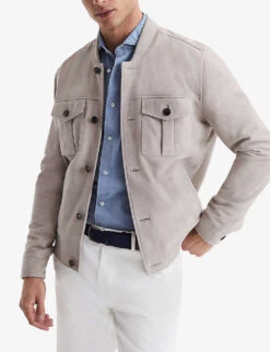 Reiss Duntroon Patch-pocket Suede Jacket -Selfridges Store R04103869 STONEMELANGE ALT02