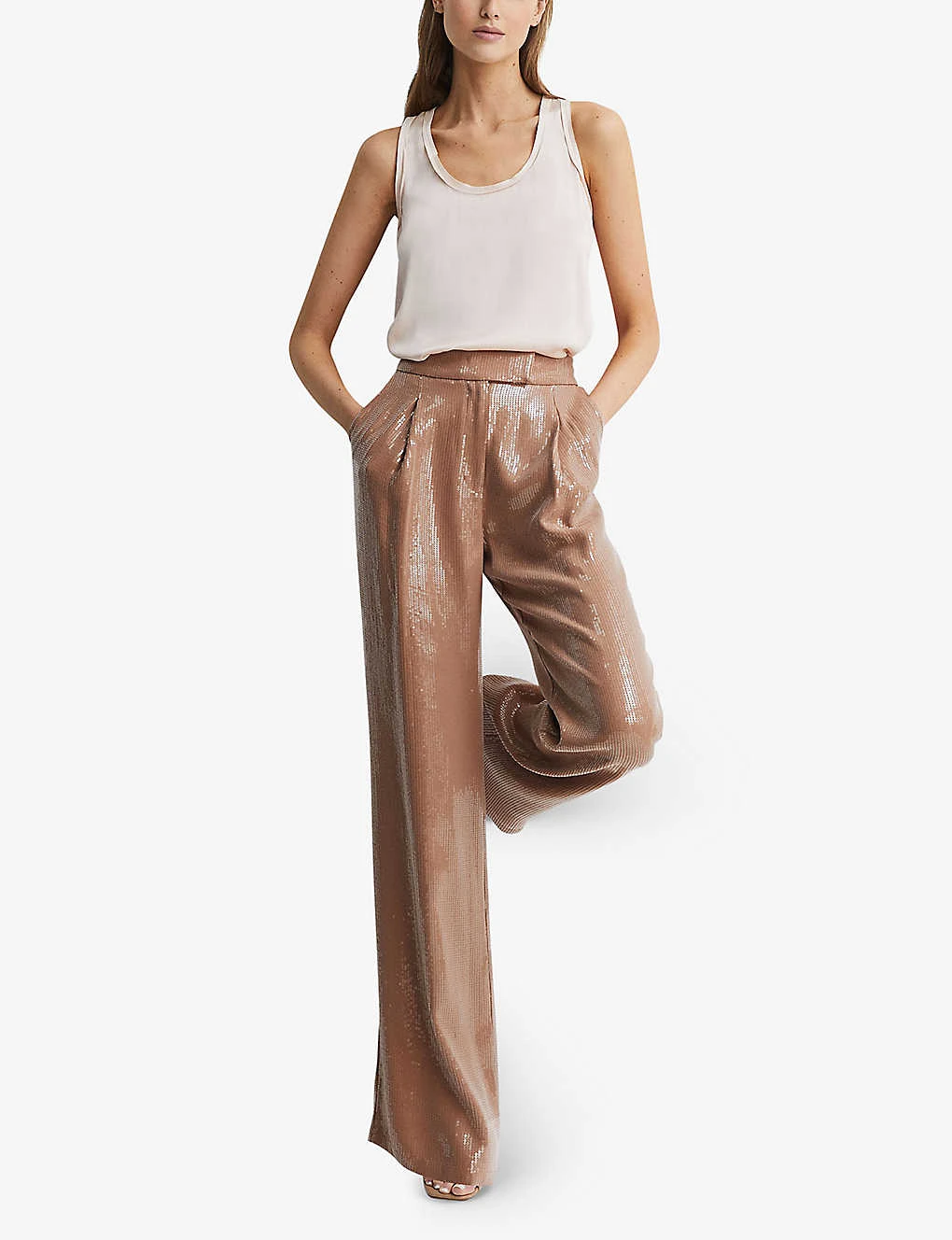 Reiss Lizzie Sequin-embellished Wide-leg Woven Trousers 2 Reiss Lizzie Sequin-embellished Wide-leg Woven Trousers - Image 2
