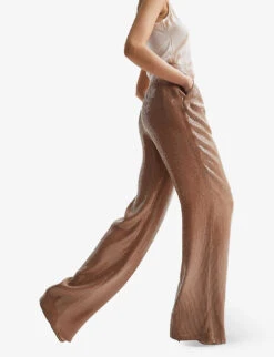 Reiss Lizzie Sequin-embellished Wide-leg Woven Trousers 8 Reiss Lizzie Sequin-embellished Wide-leg Woven Trousers -Selfridges Store R04103873 NUDE ALT02