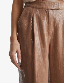 Reiss Lizzie Sequin-embellished Wide-leg Woven Trousers 11 Reiss Lizzie Sequin-embellished Wide-leg Woven Trousers -Selfridges Store R04103873 NUDE ALT05