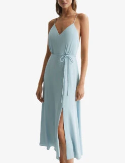 Reiss Penny V-neck Woven Midi Dress -Selfridges Store R04103902 BLUE ALT02