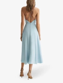 Reiss Penny V-neck Woven Midi Dress -Selfridges Store R04103902 BLUE ALT03