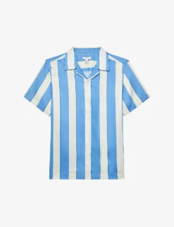 Reiss Virginia Striped Short-sleeved Recycled-polyester Shirt