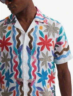 Reiss Delphi Floral-print Slim-fit Linen Shirt -Selfridges Store R04103911 MULTI ALT03