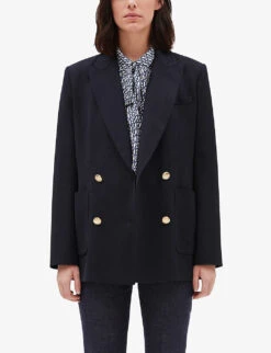 CLAUDIE PIERLOT Virginia Double-breasted Stretch-woven Blazer -Selfridges Store R04104029 BLEUS ALT02