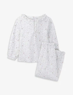 Floral Robin-print Frilled-trim Cotton Pyjamas 7-12 Years