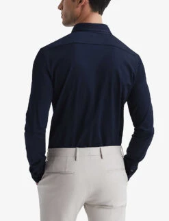 Reiss King Mercerised Cotton-jersey Shirt -Selfridges Store R04107017 NAVY ALT03
