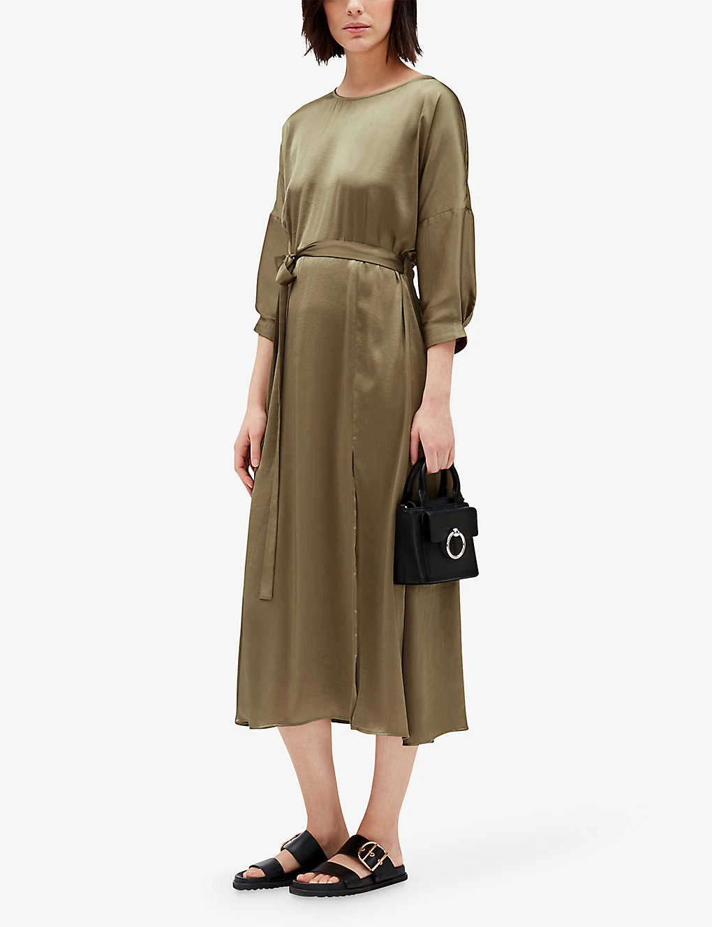 CLAUDIE PIERLOT Rulia Elasticated-waist Open-back Satin Midi Dress 2 CLAUDIE PIERLOT Rulia Elasticated-waist Open-back Satin Midi Dress - Image 2